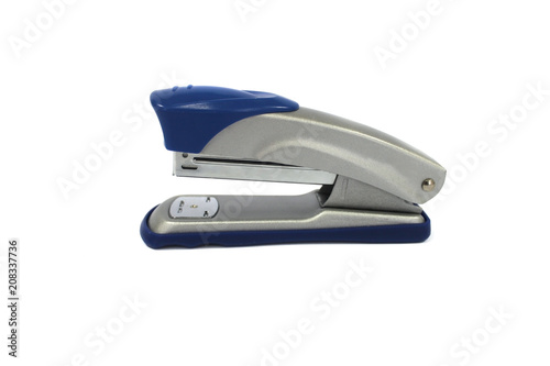 blue-steel stapler isolated on white background