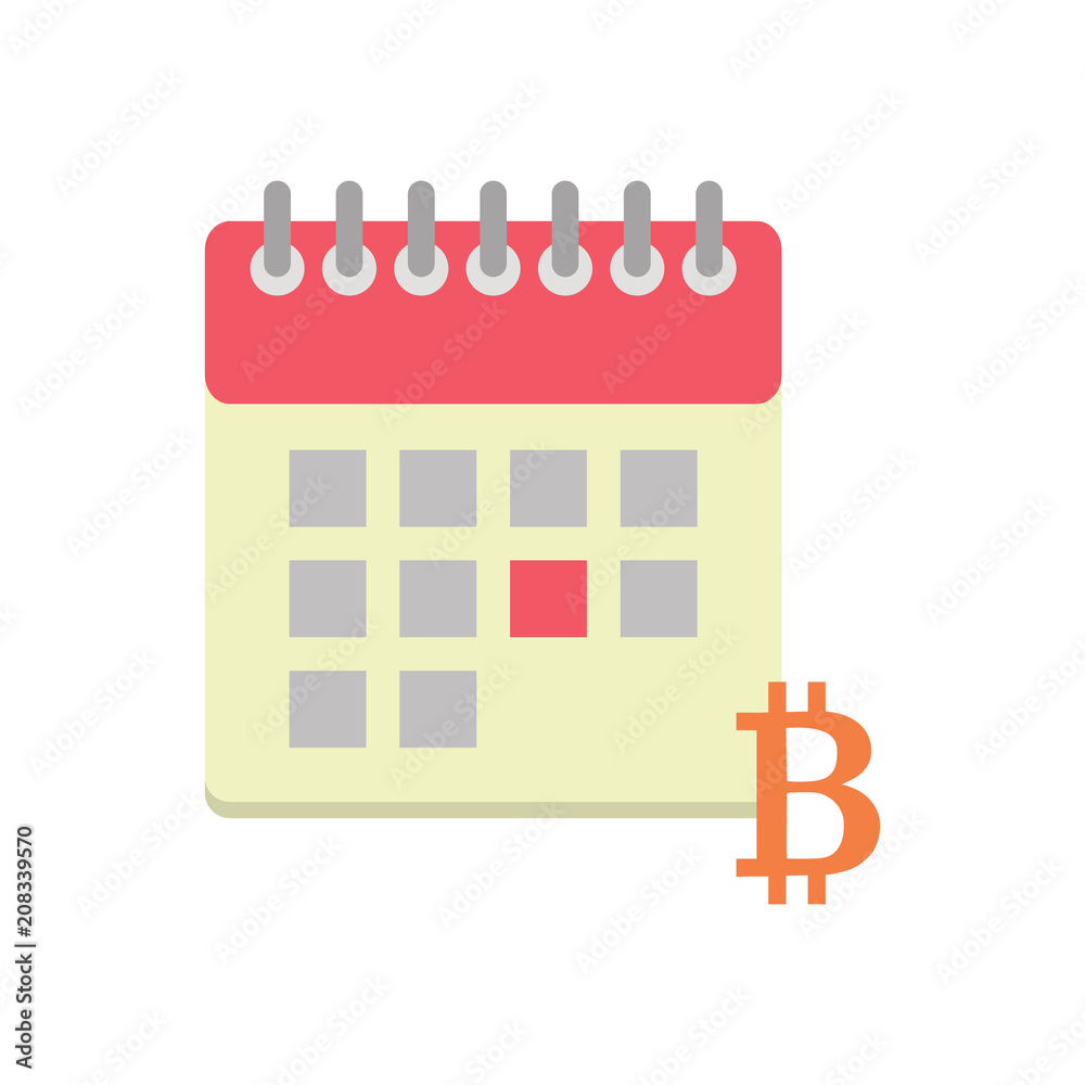 Flat icon with calendar and bitcoin, payday Flat icon with calendar and bitcoin, payday