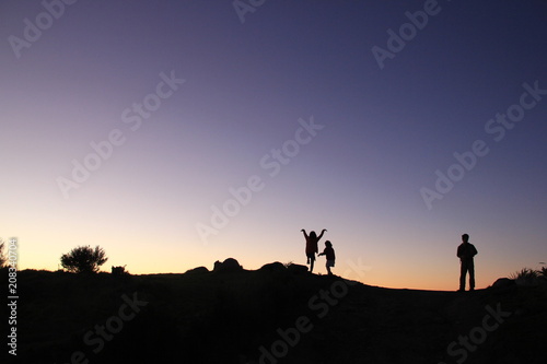 Three People Silhouette, New Zealand