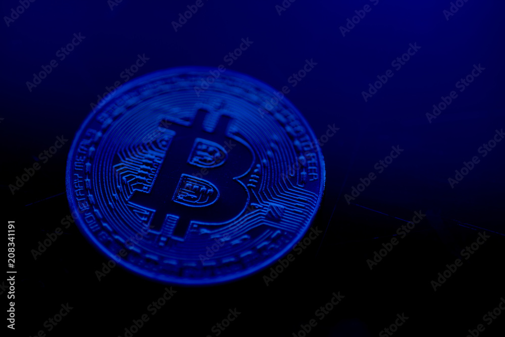 Dark Blue Bitcoin curency background Dark Blue Bitcoin curency background