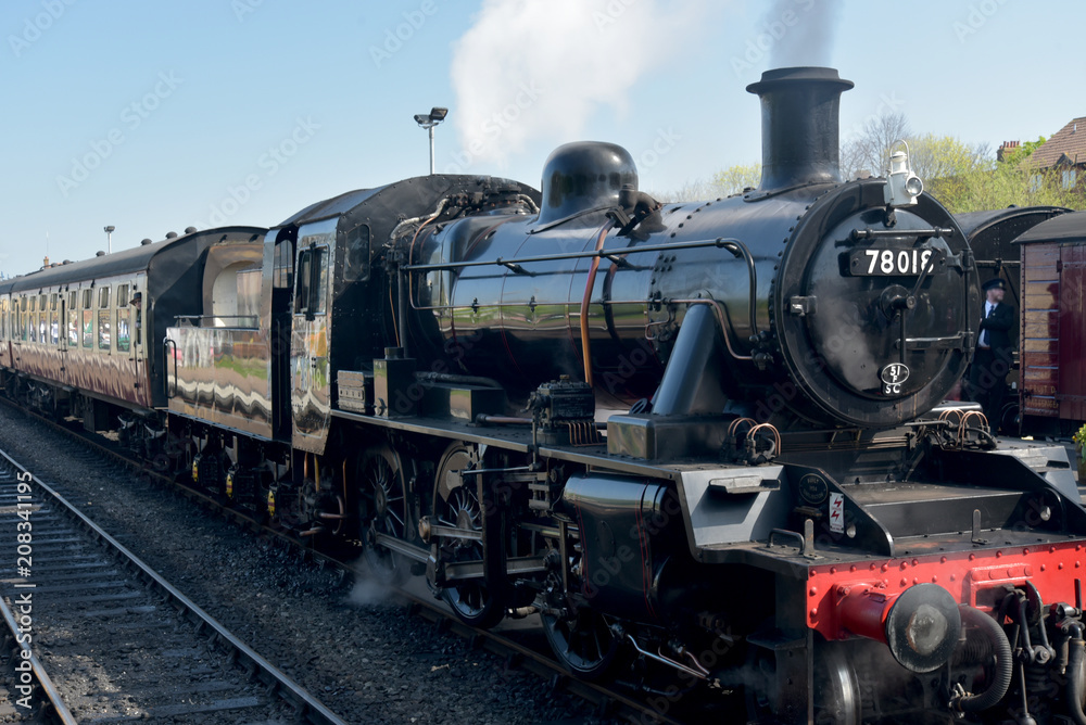 Steam engine on North Norfolk Railway at Sheringham station