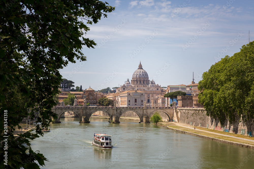 view on a bridge and a boat in Rome