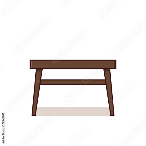 Table icon. Vector. Coffee table in flat design. Outline furniture. Linear retro illustration in line art style. Vintage house equipment for living room isolated on white background.