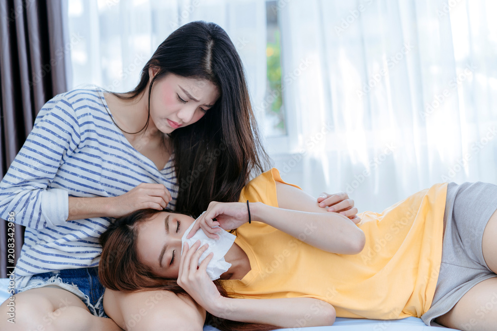 1000px x 667px - Same sex asian lesbian couple lover consoling girlfriend her cry the  bedroom at morning sad emotion, LGBT sexuality female living together at  home. Stock Photo | Adobe Stock