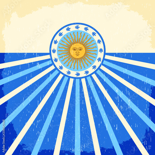 Argentina vintage card vector illustration, argentine flag colors holiday decoration.