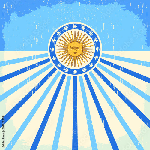 Argentina vintage card vector illustration, argentine flag colors holiday decoration.