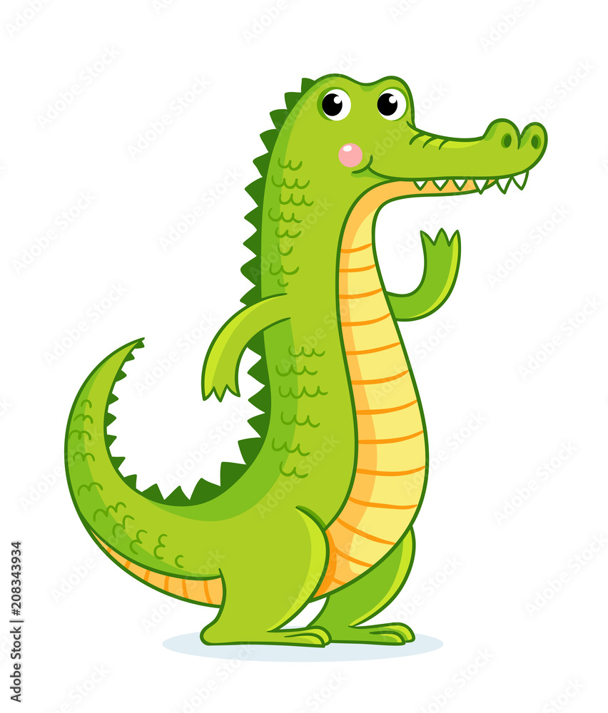 Fototapeta premium Crocodile on white background in cartoon style. Cute animal on a children's theme.
