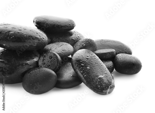 Photography Pile of spa stones on white background