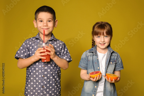 Cute little children with c...