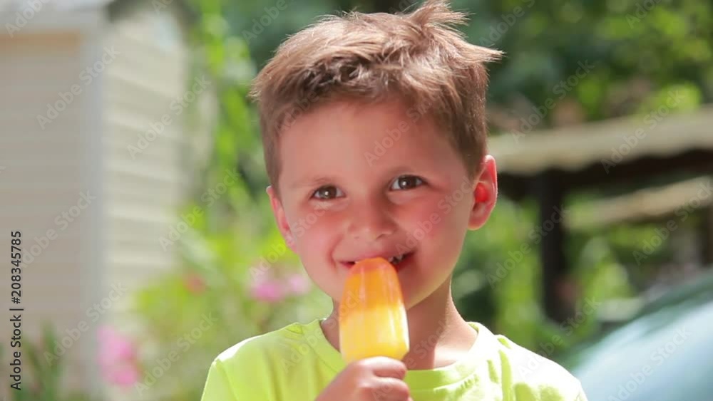 Happy boy eating ice cream Happy boy eating ice cream