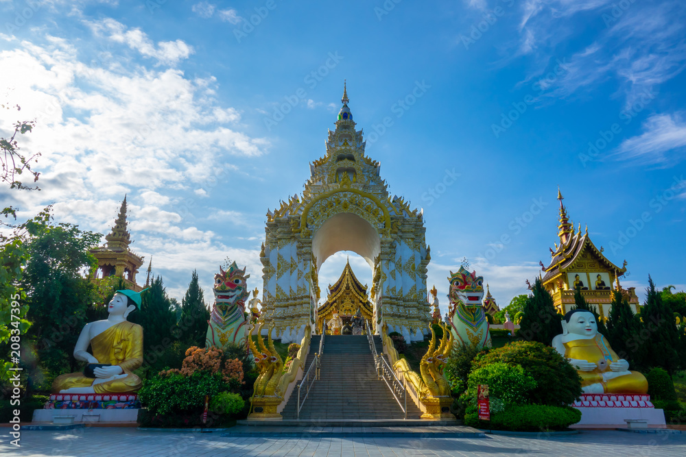 Colorful of beautiful Chiang Rai Temple. Sangkeawphothiyan temple in Chiang Rai, Thailand.