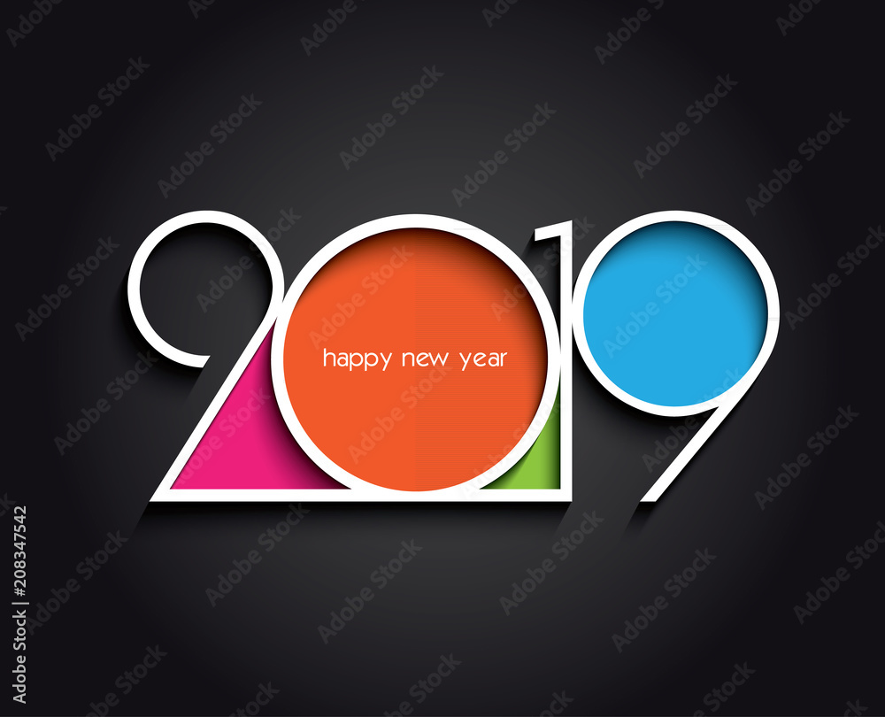2019 Happy New Year or Christmas background creative design for your greetings card, flyers, invitation, posters, brochure, banners, calendar - obrazy, fototapety, plakaty 