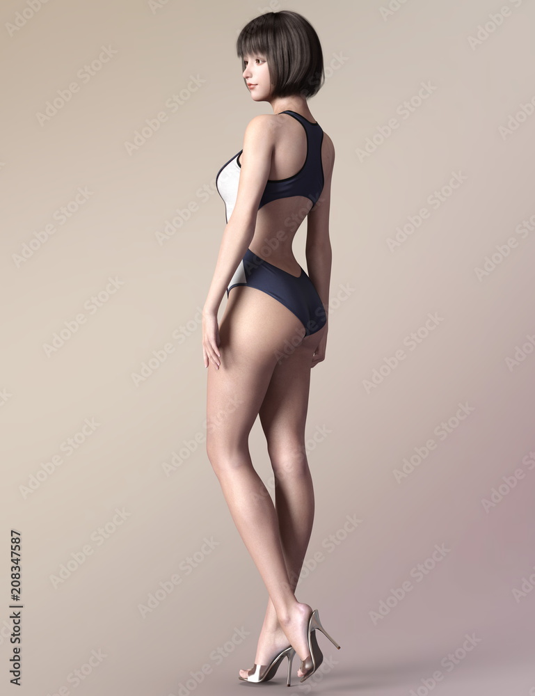 Fototapeta premium 3D illustration Swimsuit girl