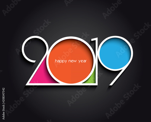 2019 Happy New Year or Christmas background creative design for your greetings card, flyers, invitation, posters, brochure, banners, calendar