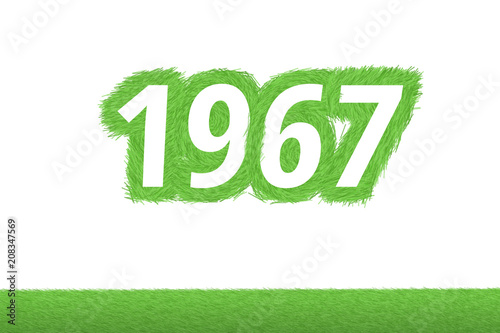 Jahr 1967 - weiße Zahl 1967 mit frischen gewachsenen grünen Grashalmen Symbol