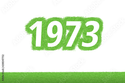 Jahr 1973 - weiße Zahl 1973 mit frischen gewachsenen grünen Grashalmen Symbol