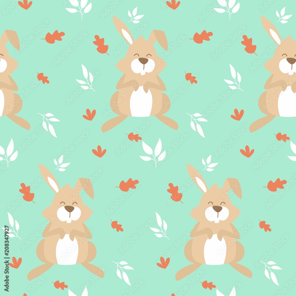 Fototapeta premium Smile animal seamless pattern vector illustration 