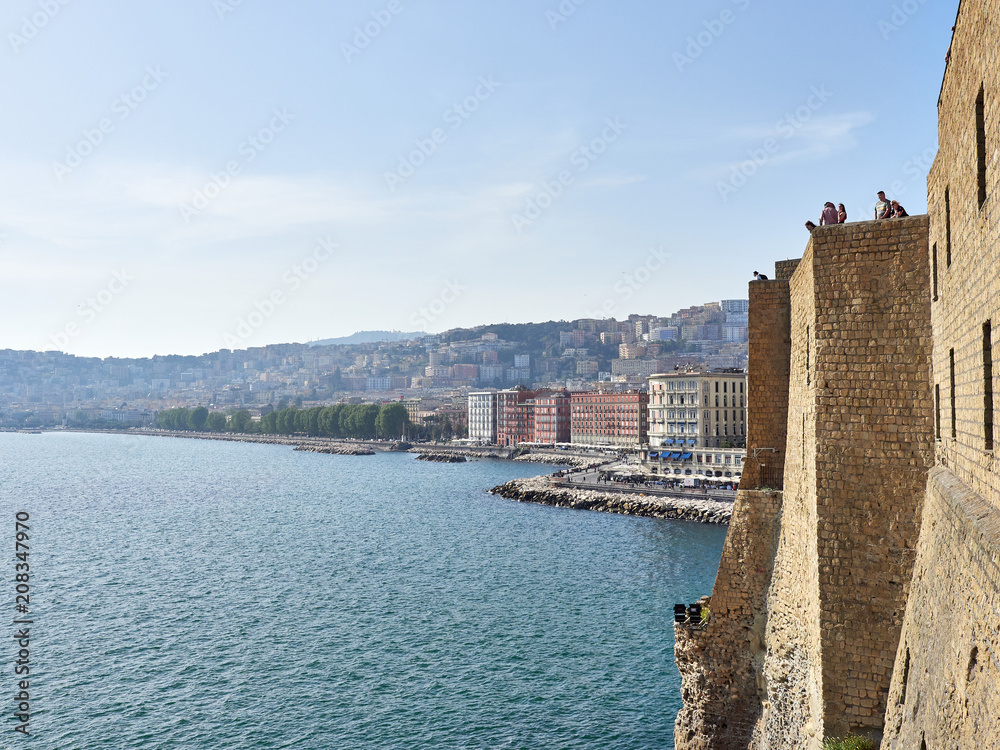 Beautiful city landscape with quay from old medieval castle Ovo