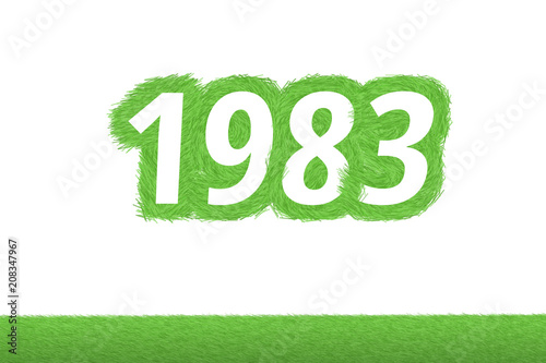 Jahr 1983 - weiße Zahl 1983 mit frischen gewachsenen grünen Grashalmen Symbol
