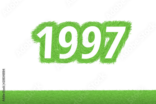 Jahr 1997 - weiße Zahl 1997 mit frischen gewachsenen grünen Grashalmen Symbol