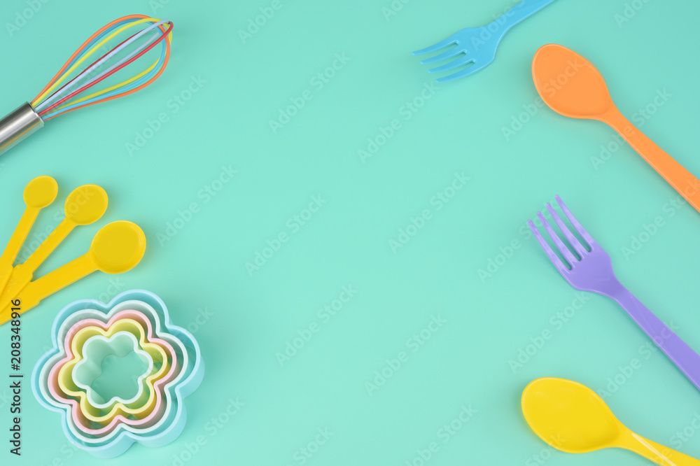 close up of baking utensils tools and cooking concept for background close up of baking utensils tools and cooking concept for background
