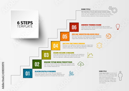Vector progress six steps template