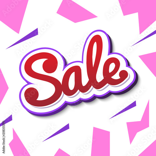A color banner for advertising sales. Bright shards on a white background. Bulk violet text Sale. Vector illustration of winter sales.