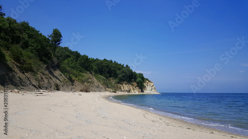 View to the beautiful empty beach on the bulgarian Black Sea coast