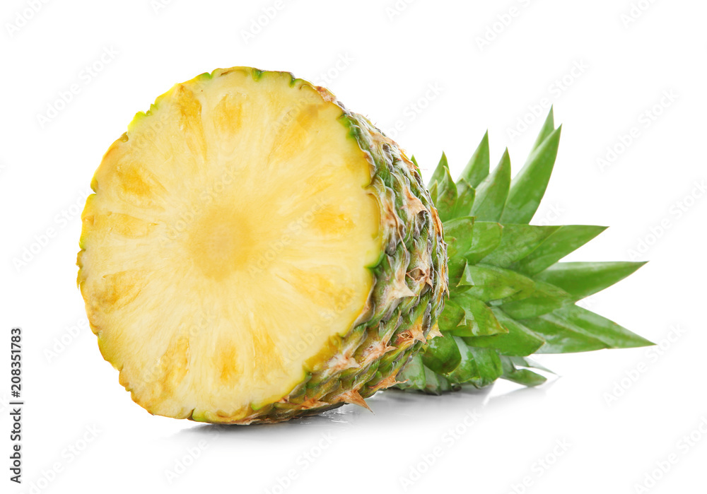 Half of fresh pineapple on white background Half of fresh pineapple on white background