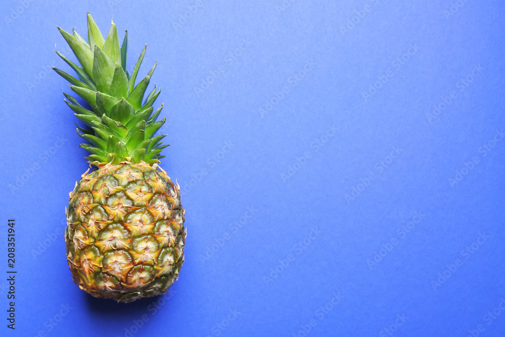Fresh ripe pineapple on color background Fresh ripe pineapple on color background