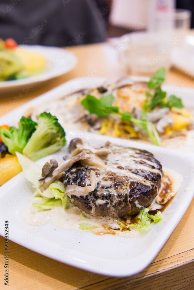 omurice hamburger steak with mushroom sauce omurice hamburger steak with mushroom sauce