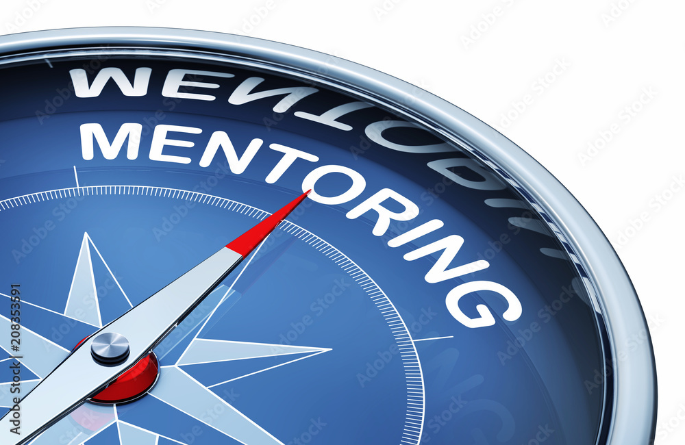 3D rendering of an compass with the word mentoring 3D rendering of an compass with the word mentoring