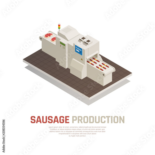 Sausages Manufacturing Isometric Composition