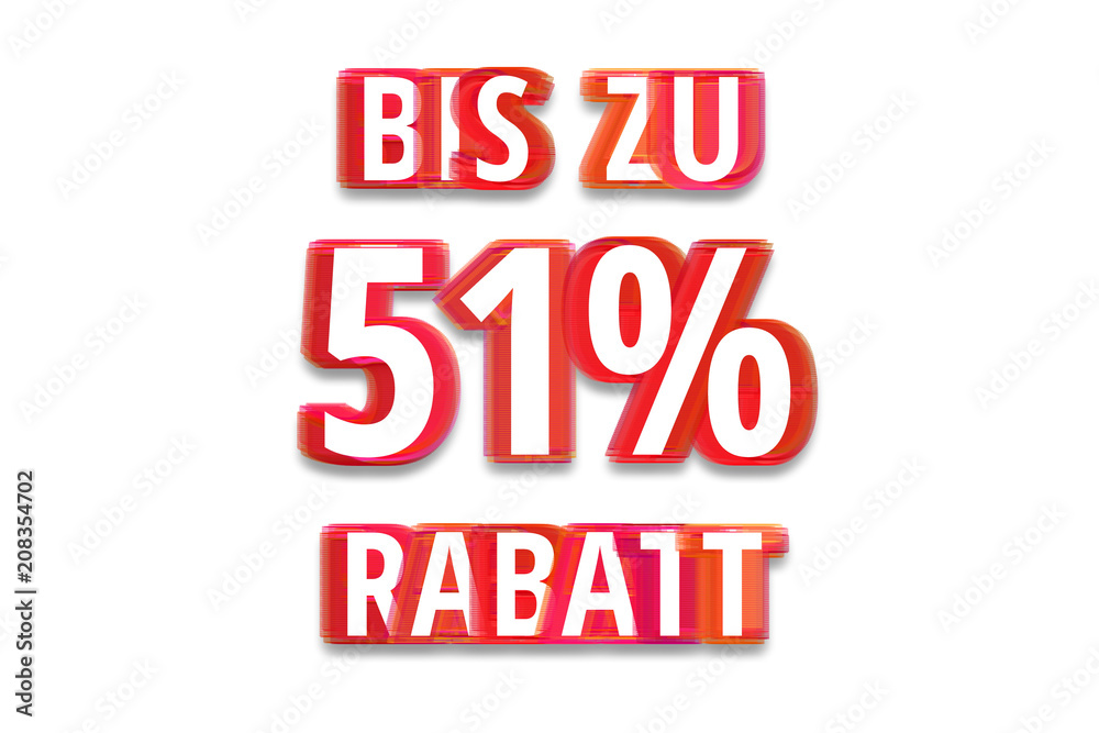 bis zu 51% Rabatt - weißer Hintergrund rote Schrift für Symbol / Schild bis zu 51% Rabatt - weißer Hintergrund rote Schrift für Symbol / Schild