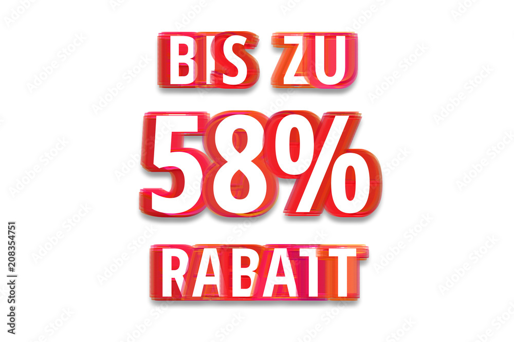 bis zu 58% Rabatt - weißer Hintergrund rote Schrift für Symbol / Schild bis zu 58% Rabatt - weißer Hintergrund rote Schrift für Symbol / Schild