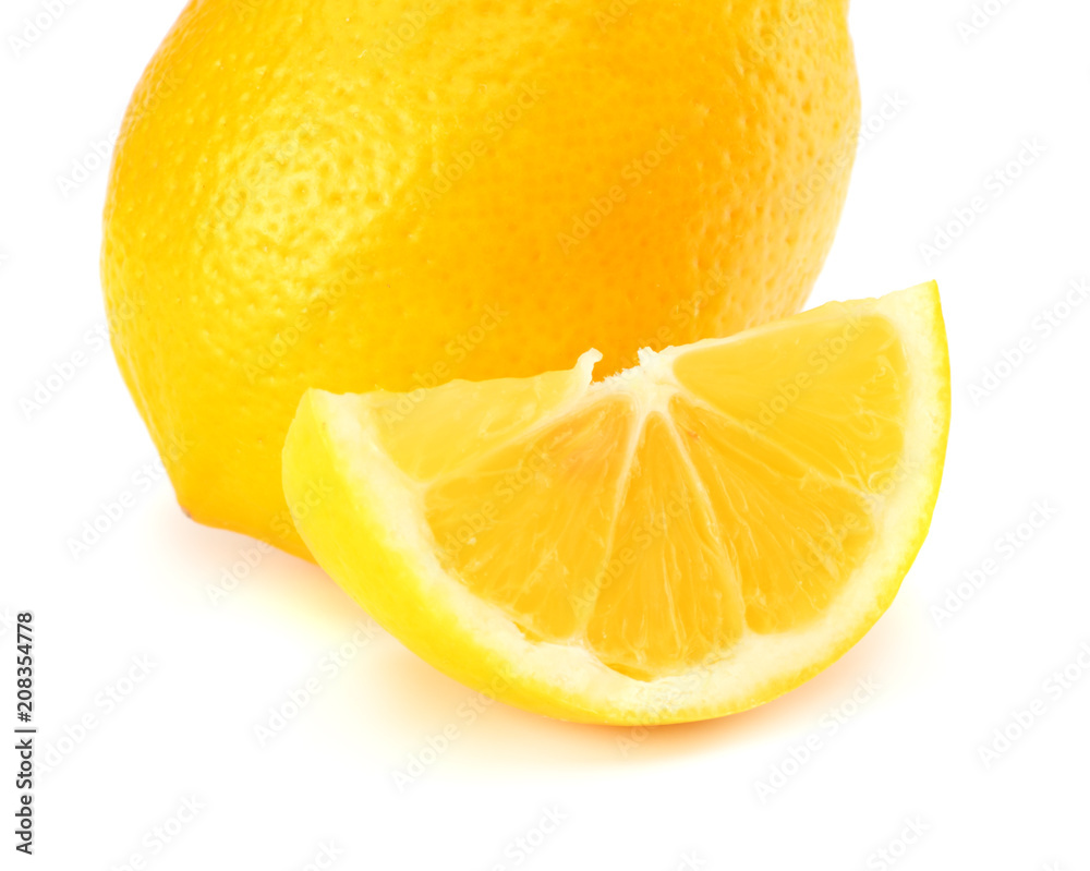 healthy food. sliced lemon isolated on white background healthy food. sliced lemon isolated on white background