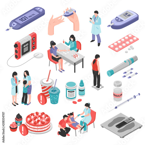 Diabetes Treatment Isometric Set 