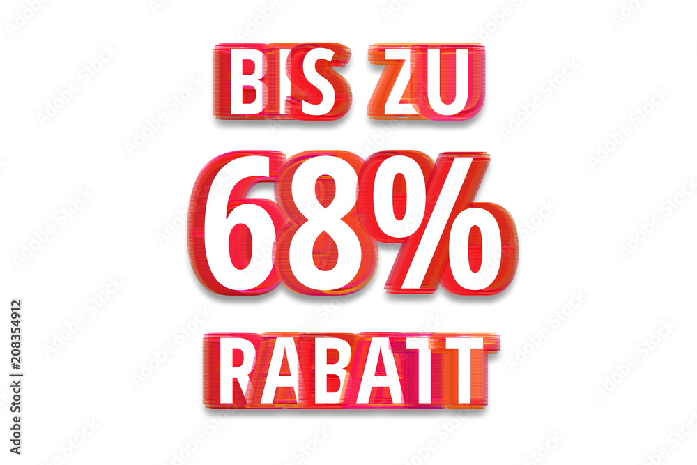 bis zu 68% Rabatt - weißer Hintergrund rote Schrift für Symbol / Schild bis zu 68% Rabatt - weißer Hintergrund rote Schrift für Symbol / Schild