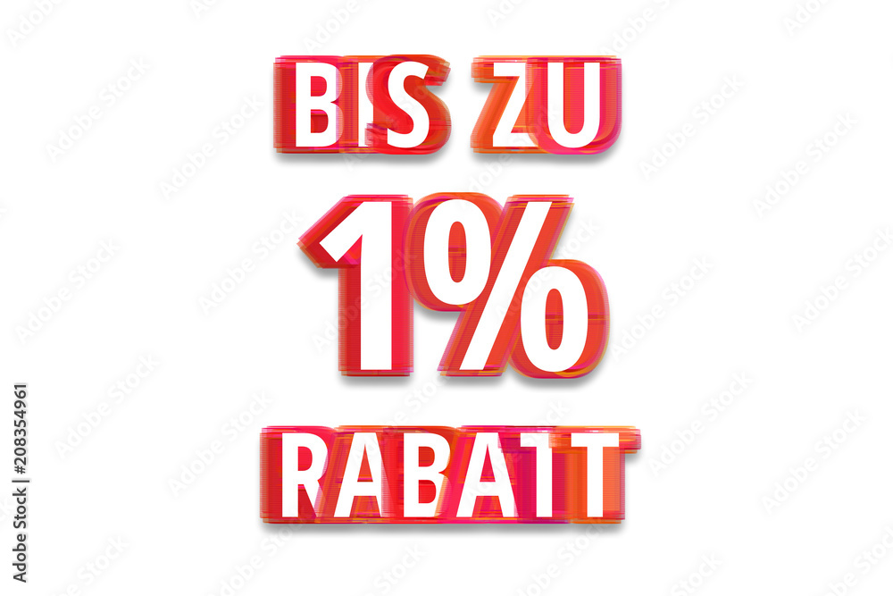 bis zu 1% Rabatt - weißer Hintergrund rote Schrift für Symbol / Schild bis zu 1% Rabatt - weißer Hintergrund rote Schrift für Symbol / Schild