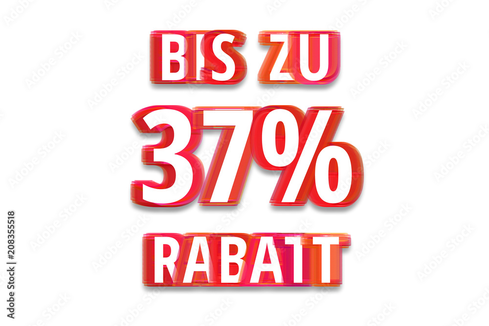 bis zu 37% Rabatt - weißer Hintergrund rote Schrift für Symbol / Schild bis zu 37% Rabatt - weißer Hintergrund rote Schrift für Symbol / Schild