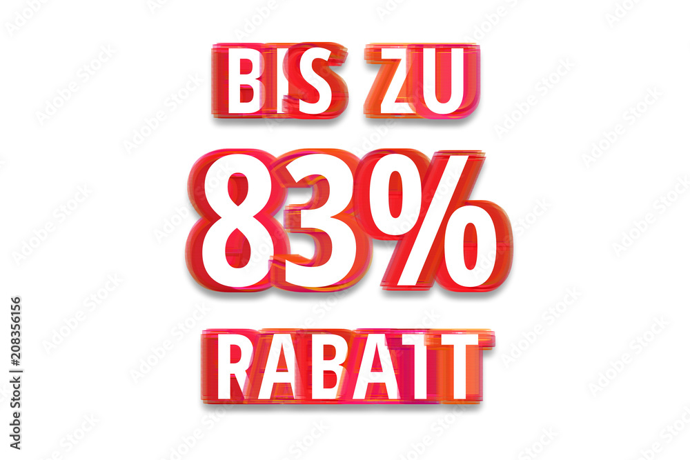 bis zu 83% Rabatt - weißer Hintergrund rote Schrift für Symbol / Schild bis zu 83% Rabatt - weißer Hintergrund rote Schrift für Symbol / Schild