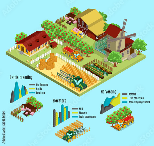 Isometric Farm Infographic Concept