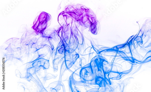 Colored smoke on white background