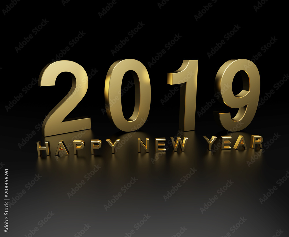 New Year 2019 Creative Design Concept - 3D Rendered Image New Year 2019 Creative Design Concept - 3D Rendered Image