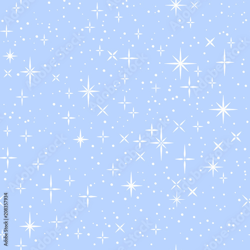 White shiny stars on blue, ...