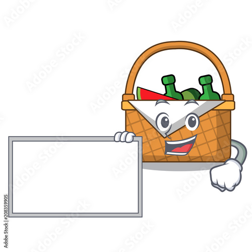 With board picnic basket character cartoon photo