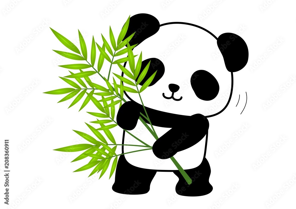 Naklejka premium Stojak bambusowy Panda