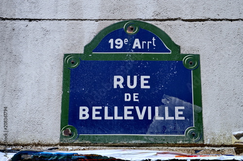 Photography Rue de Belleville, Plaque de nom de rue.