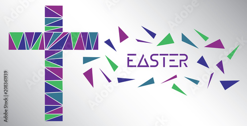 Modern Low Poly Easter Cross Vector photo