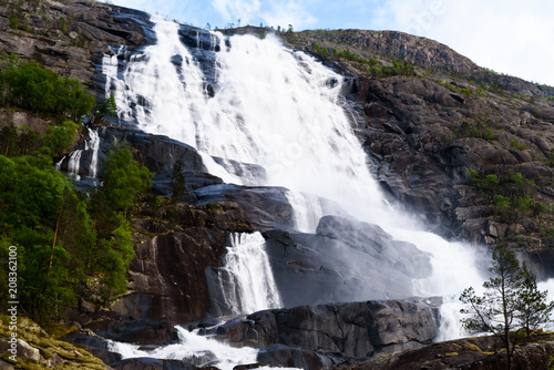 The Langfossen waterfall just outside Etne in Hordaland, Norway.